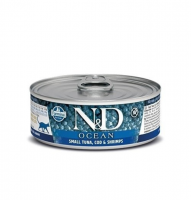Farmina N&D Cat Ocean Tuna, Cod & Shrimp (тунец, треска, креветки), 70 г в зоомагазине Лепшы Сябар