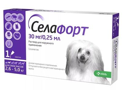 Капли Селафорт для собак, 2,6 - 5кг, 1х30мг/0,25мл