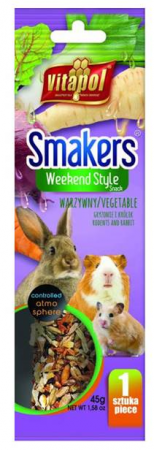 Лакомство Vitapol для грызунов и кроликов Smakers Weekend Style зерновые палочки с овощами, 45 г. в зоомагазине Лепшы Сябар