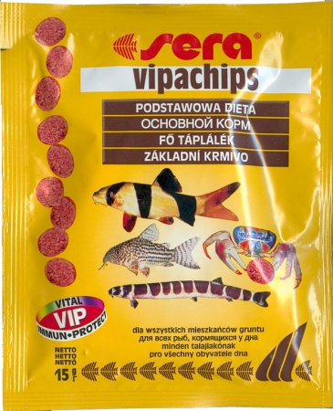 Sera Корм для рыб Vipachips, пакетик, 15 г. в зоомагазине Лепшы Сябар