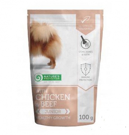 Nature's Protection Mini Junior Healthy Growth (курица, говядина), 100 г х 22 шт. в зоомагазине Лепшы Сябар