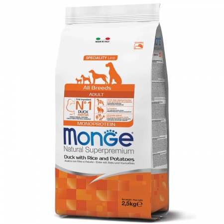 Monge Dog Speciality Adult All Breeds (утка, рис, картофель) в зоомагазине Лепшы Сябар